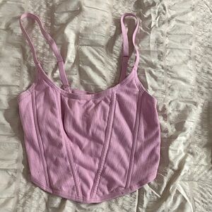 Pink Ribbed Crop Top